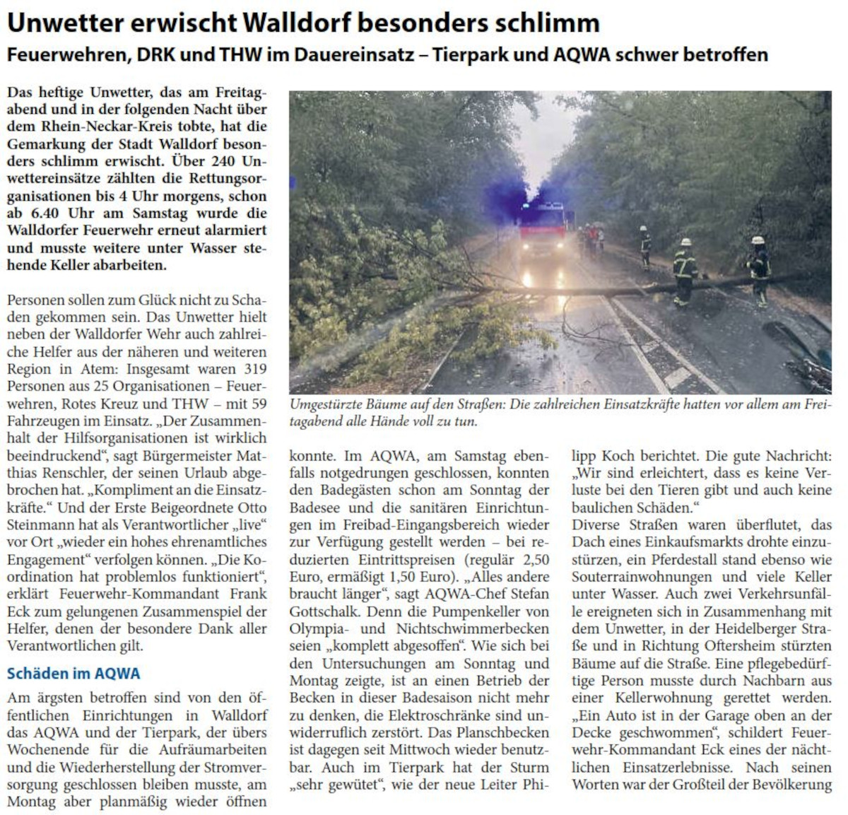 Bericht Ã¼ber das Unwetter und die schlimmen Auswirkungen auf Walldorf