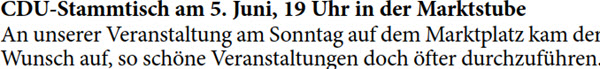 An unserer Veranstaltung am Sonntag auf dem Marktplatz kam der  Wunsch auf, so schöne Veranstaltungen doch öfter durchzuführen.