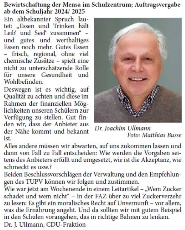 ab dem Schuljahr 2024/ 2025 Ein altbekannter Spruch lautet: „Essen und Trinken hält Leib‘ und Seel‘ zusammen“ – und gutes und werthaltiges Essen noch mehr. Gutes Essen – frisch, regional, ohne viel chemische Zusätze – spielt eine nicht zu unterschätzende Rolle für unsere Gesundheit und Wohlbefinden.