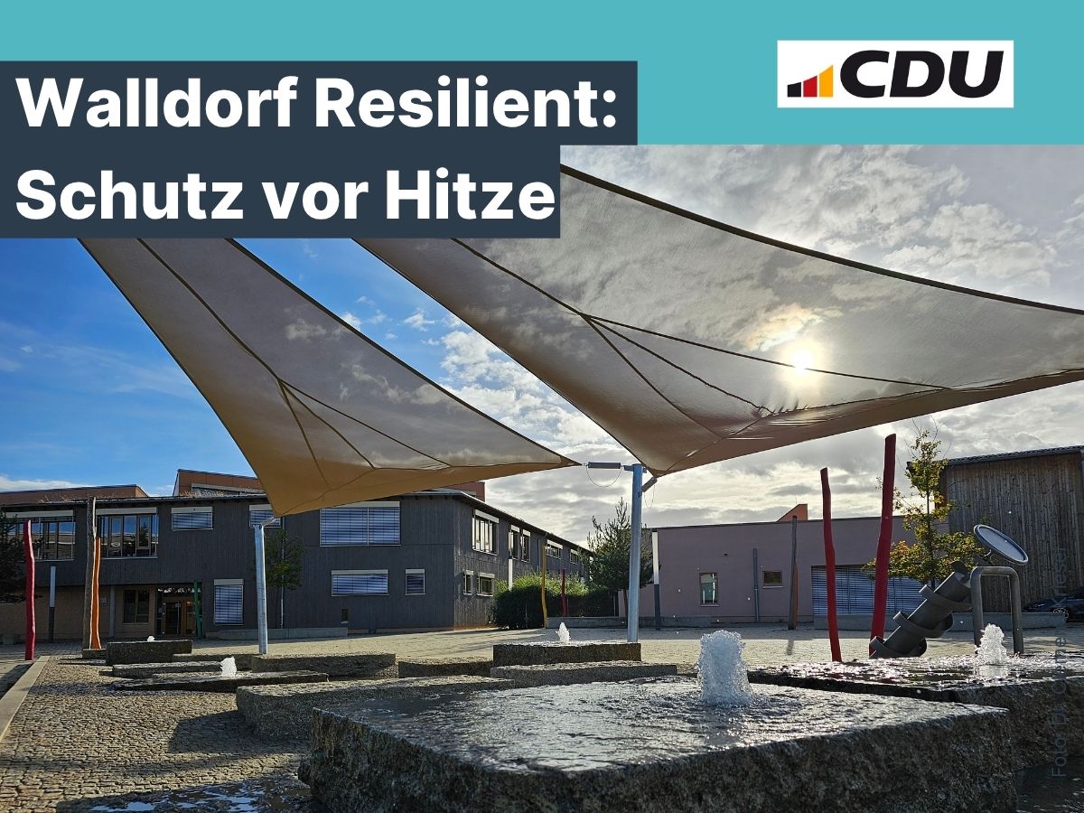 Walldorf Resilient: Schutz vor Hitze: Bild: Sonnensegel in der neuen sozialen Mitte | Foto: Dr. Clemens Kriesel