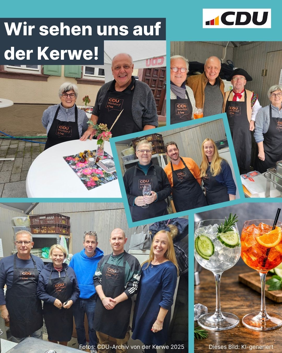 Bildcollage von Bildern an der Kerwe 2025 | Fotos: CDU-Archiv und KI-generiert (rechts unten)