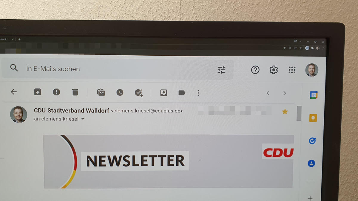 Der Newsletter der CDU Walldorf als e-Mail | Foto: Dr. Clemens Kriesel