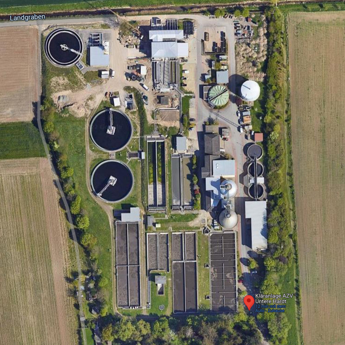 Kläranlage in Leimen | Screenshot von Google Maps 