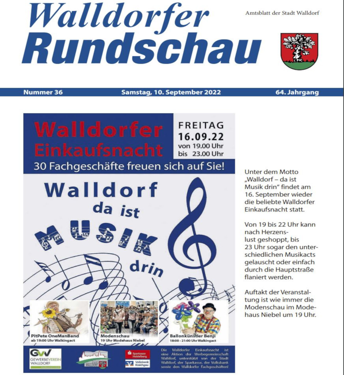 Die Walldorfer Rundschau 2022 Nr. 36 als E-paper | Bildschirmabgriff
